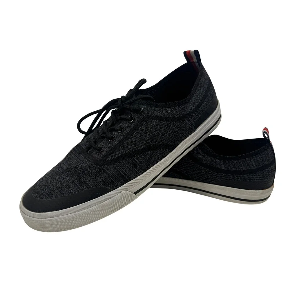 Tommy Hilfiger Men's Knit‎ Sneakers Black Lace-Up Casual Shoes Size 9.5